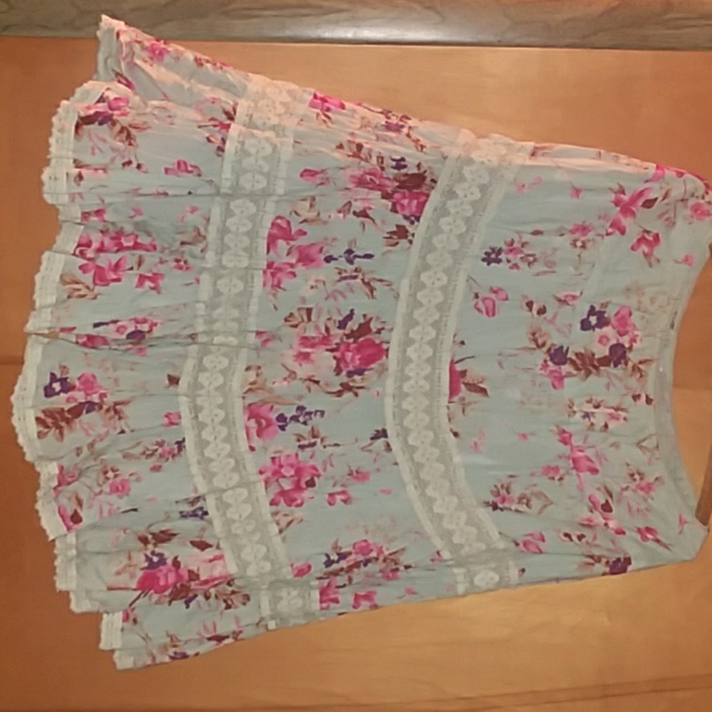 Floral skirt Mint green multi color